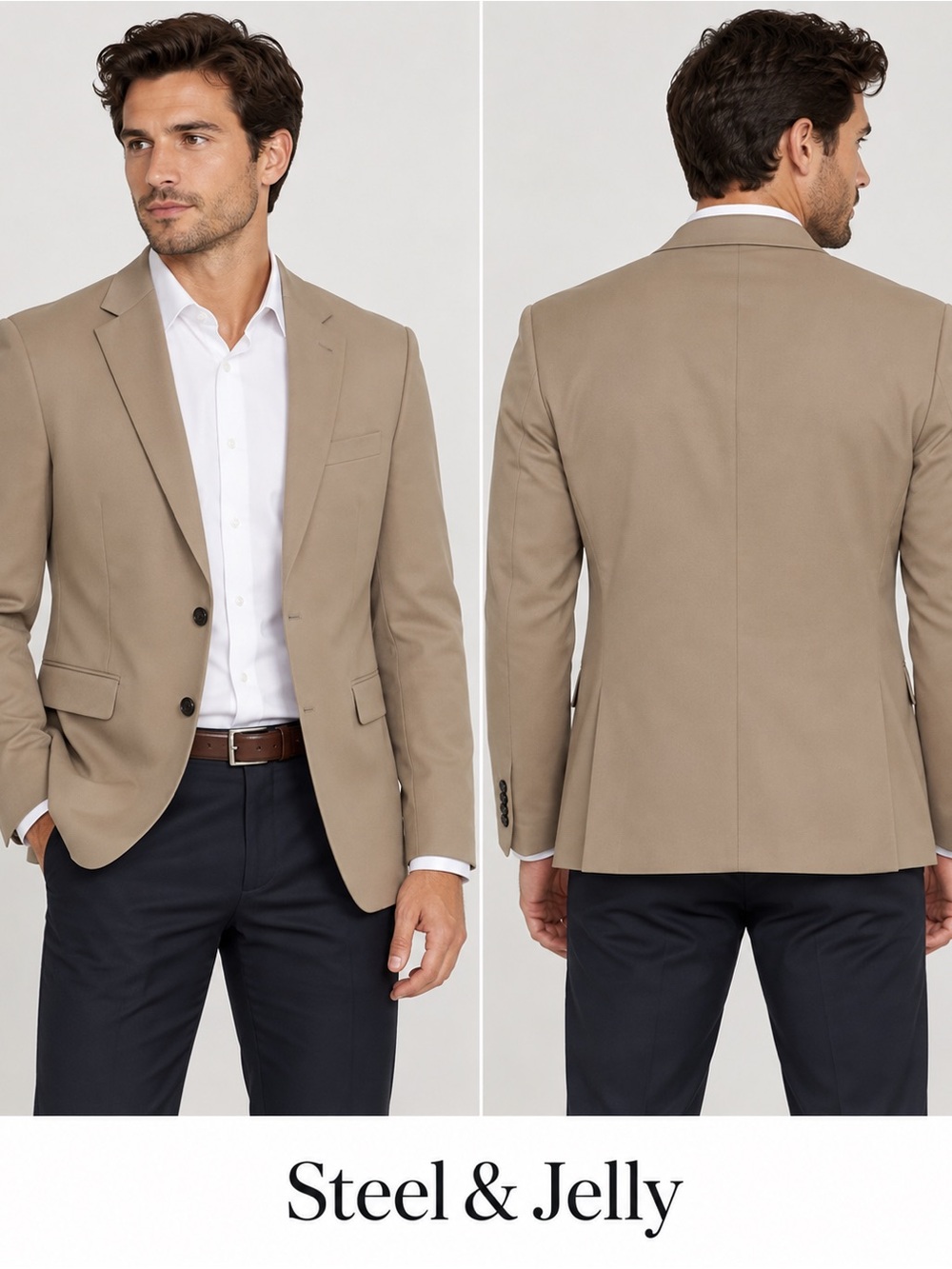 Steel & Jelly Men’s Tan Blazer Sport Coat Size 38R Two Button Jacket